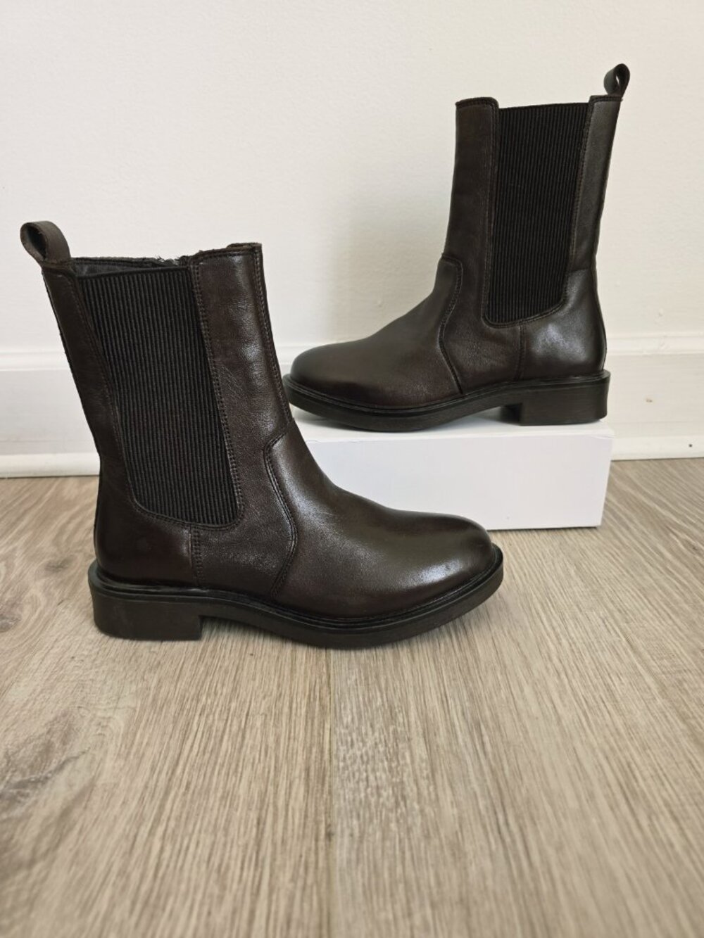 Alberto Torresi Chelsea Ankle Riding Boots 38 Size 7.5 Brown Leather Zip Shoes